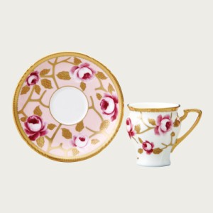 【Noritake（ノリタケ）】　（オマージュ　コレクション） 　コーヒーカップ＆ソーサー　（桃色金彩薔薇文）