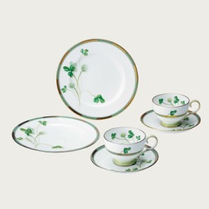 【Noritake（ノリタケ）】　（しろつめくさ） 　ティータイムペアセット　（金・銀）