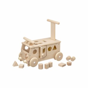 木製玩具　森のパズルバス（手押し、乗用玩具）