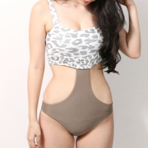 柄ワンピースビキニ SWIMWEAR 水着 レディース   CHECK LEOPARD EX-SWIM20SS-06