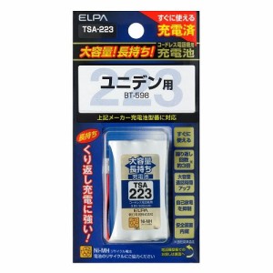 【ポスト投函便 送料無料】エルパ コードレス電話機用充電池 ELPA TSA-223 大容量タイプ コードレス電話・FAX子機用交換充電池 BT-598互