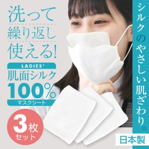 【2021年4月薄型＆軽量改良】 繰り返し洗える マスクシート 3枚セット 肌面シルク100％ 日本製 在庫あり 布 手袋屋さん 国内生産 洗える 