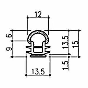 マンション玄関用エアタイトゴム　AZ-102　約６ｍカット