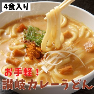 送料無料 辛すぎないスパイシーなカレーうどん 4食(180g×4) カレーうどん ゆでうどん 讃岐うどん 麺類 レンジ調理 おうちごはん ゆうパ