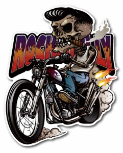 バイカーステッカー BIKER STICKER バイク ハーレー ヘルメット ロカビリースカル LEFT BK010 車 ステッカー 屋外OK