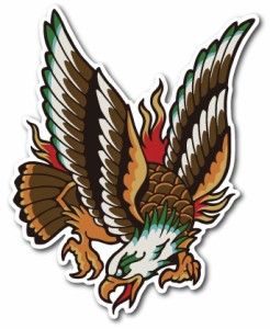 バイカーステッカー BIKER STICKER バイク ハーレー ヘルメット 鷹 EAGLE LEFT BK015 車 ステッカー 屋外OK