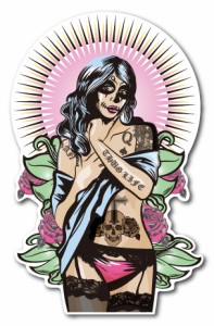 バイカーステッカー BIKER STICKER バイク ハーレー ヘルメット タトゥーレディ 02 TATTOO BK023 車 ステッカー 屋外OK