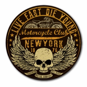 バイカーステッカー BIKER STICKER バイク ハーレー ヘルメット LIVE  FAST DIE YOUNG スカル ヴィンテージ BK042 車 ステッカー 屋外OK