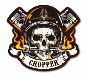 バイカーステッカー BIKER STICKER バイク ハーレー ヘルメット ヘルメットスカル 03 ドクロ CHOPPER BK048 車 屋外OK