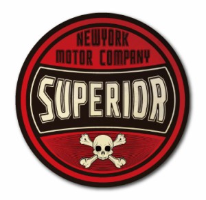 バイカーステッカー BIKER STICKER バイク ハーレー ヘルメット SUPERIOR スカル サークル BK051 車 ステッカー 屋外OK