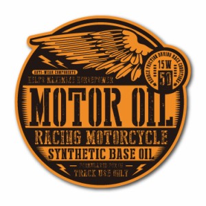 バイカーステッカー BIKER STICKER バイク ハーレー ヘルメット MOTOR OIL WING 羽根 ヴィンテージ BK054 車 ステッカー 屋外OK