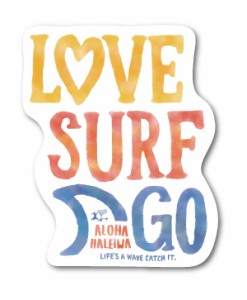 ハレイワハッピーマーケット ステッカー LOVE SURF HHM003 おしゃれ ハワイ ノースショア グッズ