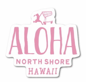 ハレイワハッピーマーケット ステッカー ALOHA ピンク HHM010 おしゃれ ハワイ ノースショア グッズ