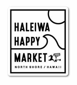 ハレイワハッピーマーケット ステッカー ロゴ スクエア モノクロ HHM033 おしゃれ ハワイ ノースショア グッズ