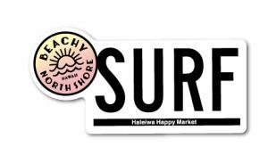 ハレイワハッピーマーケット ステッカー SURF シンプル HHM050 おしゃれ ハワイ ノースショア グッズ