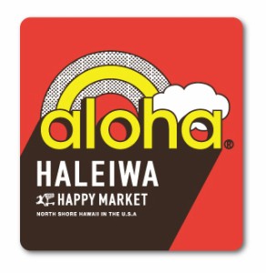 ハレイワハッピーマーケット ステッカー aloha レトロ レッド HHM051 おしゃれ ハワイ ノースショア グッズ