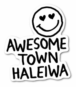 ハレイワハッピーマーケット ステッカー AWESOME TOWN HHM069 おしゃれ ハワイ ノースショア グッズ