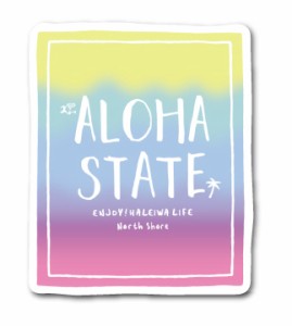 ハレイワハッピーマーケット ステッカー スクエア ALOHA STATE HHM076 おしゃれ ハワイ ノースショア グッズ