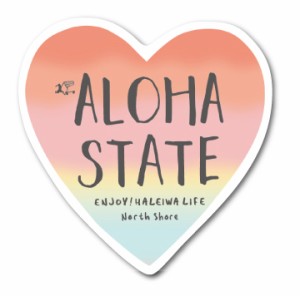 ハレイワハッピーマーケット ステッカー ハート ALOHA STATE HHM077 おしゃれ ハワイ ノースショア グッズ