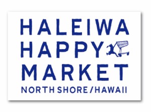 ハレイワハッピーマーケット ステッカー スクエア HALEIWA ブルー 03 HHM083 おしゃれ ハワイ ノースショア グッズ