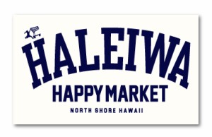 ハレイワハッピーマーケット ステッカー スクエア HALEIWA ブルー 04 HHM098 おしゃれ ハワイ ノースショア グッズ