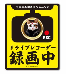 なめ猫 ドライブレコーダー ステッカー 黄色 録画中 なめんなよ LCS835 グッズ 猫 ドラレコ