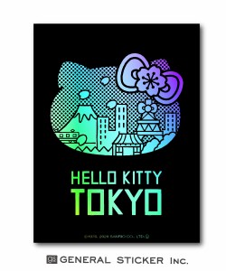 ハローキティ TOKYO 東京 ホログラム 黒 ステッカー イラスト サンリオ キャラクター インバウンド お土産 ライセンス商品 LCS1000