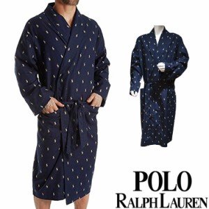 【SALE 30%OFF】[送料無料] POLO RALPH LAUREN ポロ ラルフローレン コットン バスローブ メンズ ポロプレイヤー[ネイビー(紺)][S/M、L/X