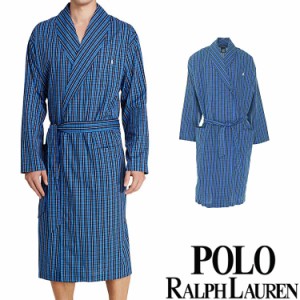 【SALE 30%OFF】[送料無料] POLO RALPH LAUREN ポロ ラルフローレン コットン バスローブ メンズ チェック[青 ブルー 水色 チェック柄 ギ