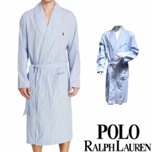 【SALE 30%OFF】[送料無料] POLO RALPH LAUREN ポロ ラルフローレン コットン バスローブ メンズ ストライプ[青 ブルー 水色 しま ボーダ