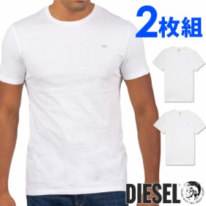 【SALE 30%OFF】DIESEL ディーゼル メンズ コットン クルーネック 半袖 Tシャツ 2枚セット コットン100％ ホワイト diesel ロゴ S M L XL