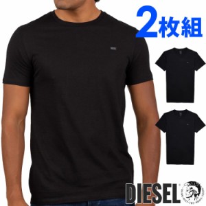 【SALE 30%OFF】DIESEL ディーゼル メンズ コットン クルーネック 半袖 Tシャツ 2枚セット コットン100％ ブラック diesel ロゴ S M L XL