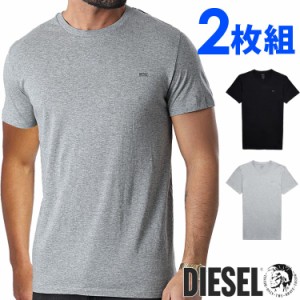 【SALE 30%OFF】DIESEL ディーゼル メンズ コットン クルーネック 半袖 Tシャツ 2枚セット コットン100％ ブラック グレー diesel ロゴ S