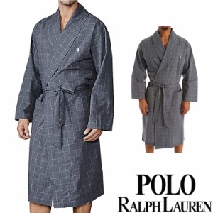 【SALE 30%OFF】POLO RALPH LAUREN ポロ ラルフローレン メンズ コットン バスローブ グレー ポロプレイヤー ガウン おしゃれ ブランド 