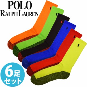 【SALE 40%OFF】POLO RALPH LAUREN ポロ ラルフローレン メンズ 靴下 ソックス 6足セット ハイソックス アーチサポート クッションソール