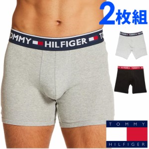 【SALE 30%OFF】TOMMY HILFIGER トミーヒルフィガー メンズ コットン ローライズ ボクサーパンツ 2枚セット ブラック グレー トミーフラ