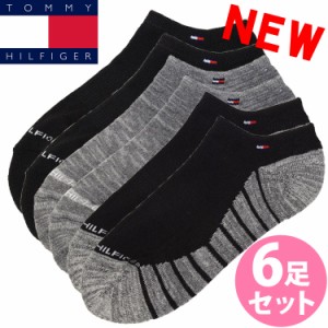 【SALE 20%OFF】TOMMY HILFIGER トミーヒルフィガー レディース 靴下 アンクルソックス 6足セット ブラック グレー アソート トミーフラ