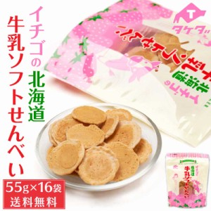 タケダ イチゴの北海道牛乳ソフトせんべい 55g 16袋セット 北海道産 原材料 おかき いちご お土産 ギフト プレゼント お取り寄せ 父の日 