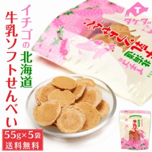 タケダ イチゴの北海道牛乳ソフトせんべい 55g 5袋セット 北海道産 原材料 おかき いちご お土産 ギフト プレゼント お取り寄せ 父の日 