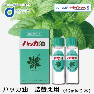 ハッカ油 詰替え用 リフィル (12mlx2本) 北見ハッカ通商 メール便 送料無料 虫除け 携帯用 爽やか ハッカ はっか 北海道 道産 花粉 ミン