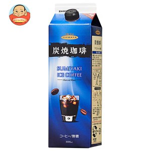 ハマヤ 炭焼アイスコーヒー 無糖 1000ml紙パック×12本入×(2ケース)｜ 送料無料