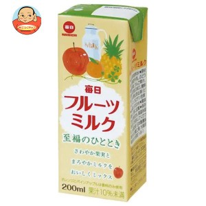 毎日牛乳 毎日フルーツミルク 200ml紙パック×24本入×(2ケース)｜ 送料無料