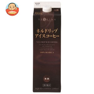 【賞味期限2024.06.22かそれ以降】ウエシマコーヒー ネルドリップアイスコーヒー無糖 1000ml紙パック×6本入×(2ケース)｜ 送料無料