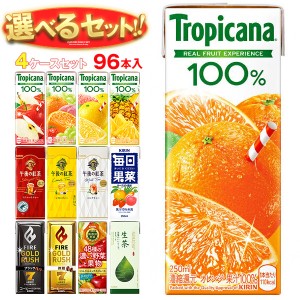 キリン トロピカーナ100%ジュース 午後の紅茶 FIRE(ファイア) 生茶 毎日果菜など選べる4ケースセット 250ml・200ml紙パック×96(24×4)本