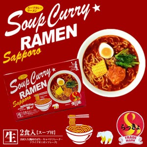 らっきょ監修 スープカレーラーメン 390g 2個セット 送料無料 北海道 スープカレー ラーメン 生麺 森住製麺 ご当地 グルメ ギフト