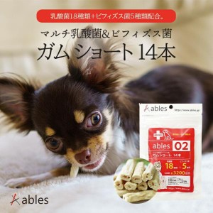 犬用 ables 02 マルチ乳酸菌＆ビフィズス菌ガム ショート 14本入 送料無料 乳酸菌 おやつ ごはん 犬飯 ペットフード