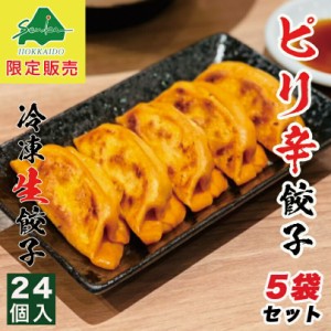 西山製麺 冷凍生餃子 ピリ辛 24個入×5袋セット 送料無料 業務用 惣菜 ぎょうざ 水餃子 もちもち 中華 ラーメン 西山 国産 お取り寄せ 自