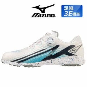 ミズノ ネクスライトゼロ ボア ゴルフ シューズ メンズ 51GM2320 01 オフホワイト×スカイブルー スパイクレス 軽量 MIZUNO