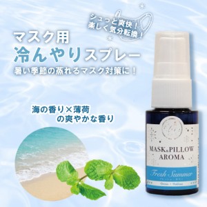 ひんやり 【フレッシュサマー オーシャン】冷感 海 爽やか 薄荷 マスク 涼しい アロマ 持ち運び 夏 ハッカ 天然 クール ミント 冷却 清涼