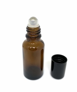 【遮光性  ロールオンボトル】20ml ブラウン 黒キャップ 携帯 化粧 アロマ 器材 旅行 詰替 容器 